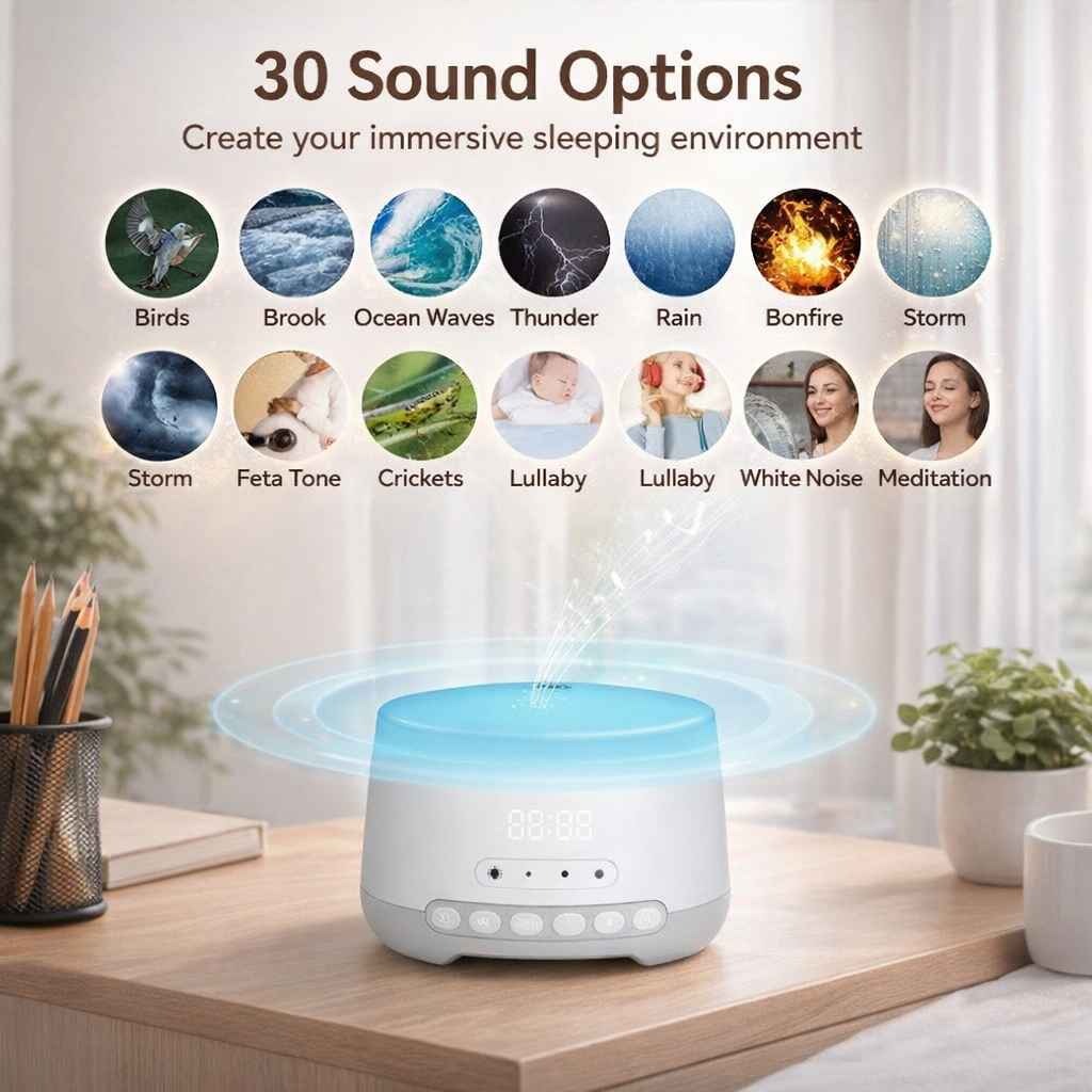 Bluetooth White Noise Sleep Aid – Fall Asleep Faster and stay asleep all night